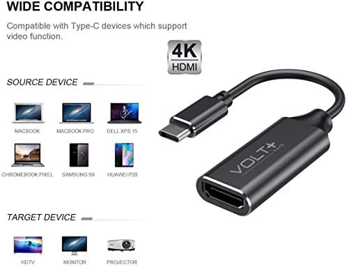 עבודות מאת Volt Plus Tech HDMI 4K USB-C ערכת תואם לתאם REMX3301 מתאם מקצועי עם פלט דיגיטלי מלא של 2160p,