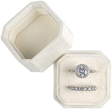 ניקגור קטיפה קופסת טבעת חריצים כפולים, מתנה להצעות אירוסין ותצלומי להקת חתונה - קופסאות טבעות תכשיטים