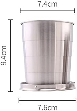 IEASESB משקפי מים 250 מל נירוסטה כוס קיפול ספל טלסקופי לתה עם מחזיק מכסה מקשים קמפינג נסיעות חיצוני