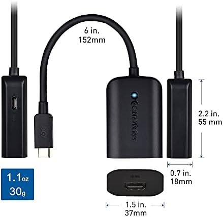 ענייני כבלים USB C למתאם HDMI התומך 4K 60Hz ו- 60W טעינה שחור - Thunderbolt 4 / USB4 / Thunderbolt 3