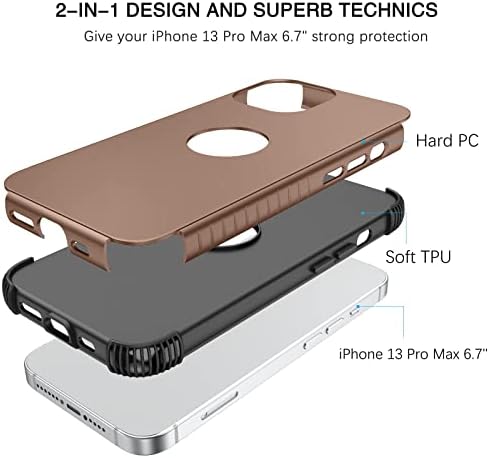 Bentoben iPhone 13 Pro Max Case, Thone Case iPhone 13 Promax 6.7, Heavy Duty 2 ב 1 גוף מלא הגנה חסרת