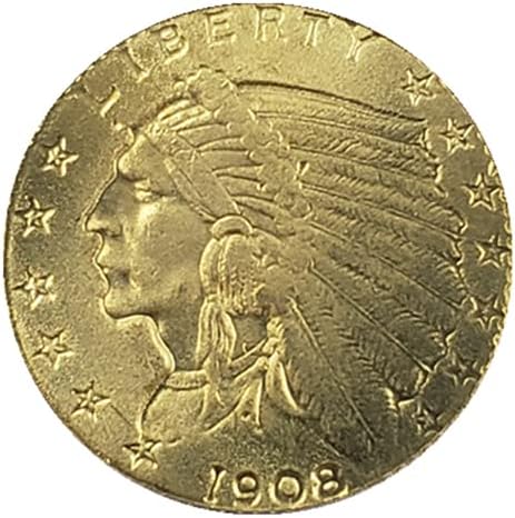עותק קוקריט 1908-1915 & 1926-1929 מטבע זהב ראש הודי נשר 2 1/2 דולר- RECLLICA ארהב מטבע מזכרת מטבע מזל