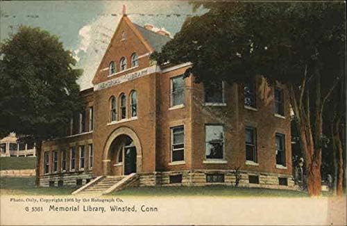 ספריית הזיכרון ווינסטד, קונטיקט CT גלויה עתיקה מקורית 1911