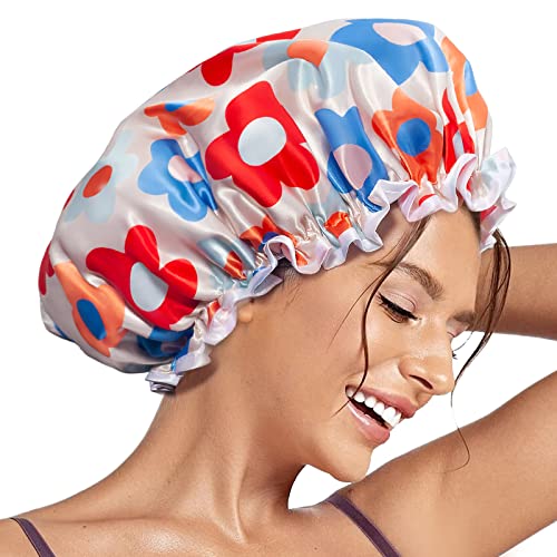 כובע מקלחת גדול של Aquior, מכסה מקלחת לנשים לשימוש חוזר למים, כובע שיער אמבטיה לכל אורכי השיער, לנשים,