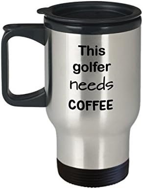 מתנת ספל נסיעות גולף, הגולף הזה זקוק לקפה, ספל קפה נירוסטה עם מכסה, מתנה לחידוש לגולף, כוס קפה אל חלד