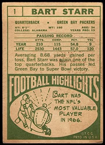 1968 Topps 1 Bart Starr Green Bay Packers Good Packers Alabama