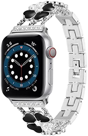להקת Wathe Watch תואמת לפס שעון Apple 38 ממ 40 ממ 41 ממ 42 ממ 44 ממ 45 ממ, יהלום בלינג יוקרתי עם תלתן