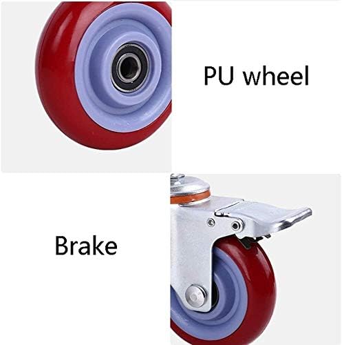 גלגל פוליאוריטן פוליאוריטן לומקוב כבד גלגלים תעשייתיים ריהוט ריהוט גלגלים של 4, עם בלם, גלגלים צלחות