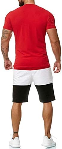 ספורט ספורט מזדמן לגברים 2 תלבושות של 2 חלקים בלוק צבע חולצות שרוול קצר ומכנסיים קצרים הגדר תאי גלישה