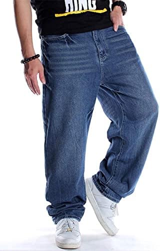 Ylingjun mens מכנסי ג'ינס מזדמנים של מכנסי סקייטבורד רקומים מזדמנים מכנסיים