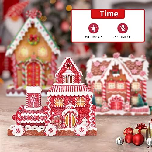 KPCB Tech Gingerbread House קישוטים לחג המולד עם קטר מעוצב בעבודת יד כפר חג המולד כפר בית עיצוב מואר