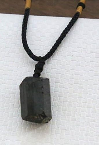 1 pc שחור גולמי טורמלין אבן ריפוי קריסטל טבעי עם שרשרת חבל