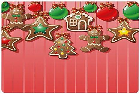 מחצלת לחיות מחמד של איש זנגוויל אמבסון למזון ומים, עוגיות חג המולד ועניבות פרפר עיצוב מאפה סמלי, מחצלת