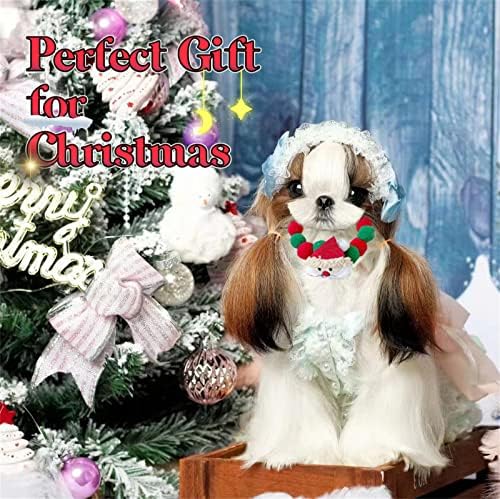 צווארון חג המולד של לויני לחתול כלבים מתכוונן כדורי קטיפה מתכווננים לבגדי צוואר צווארון חתלתולים לחג