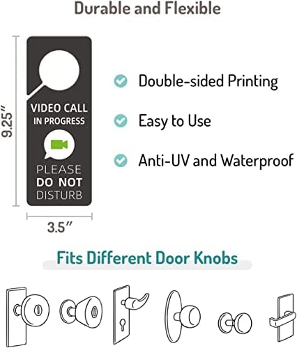 שיחת וידאו בתהליך אל תפריע לשלט של קולב דלת, 2 חבילה, 9.3 ″ x3.5 ″ פלסטיק PVC, אנא אל תפריע לשלט על