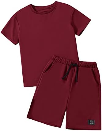 סולי האקס ילד של 2 חתיכה תלבושת זרוק כתף קצר שרוול חולצה ומסלול מכנסיים קצרים עם שרשרת שרשרת