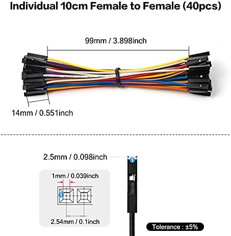 צ ' אנזון 40 יחידות 10 סמ נקבה לנקבה כותרת חוט מגשר דופונט כבל קו מחבר 40 פין הלחמה בשלל צבעים עבור
