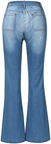 מכנסי ג'ינס קרועים לנשים, Uofoco, סגנון y2k בסגנון פעמון דקיקים נמתחים שחור וכחול שקיק תחרה מדפיס מכנסיים