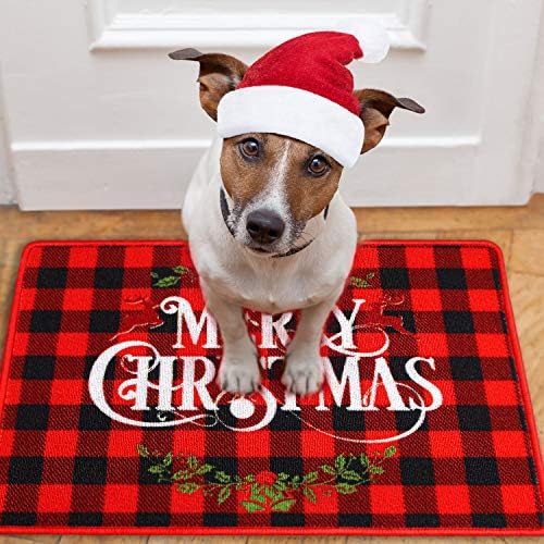אוראטוט מחצלות דלת חג מולד שמח ללא החלקה שטיחים משובצים של באפלו חג המולד מחצלות רצפה בברכה חיצונית