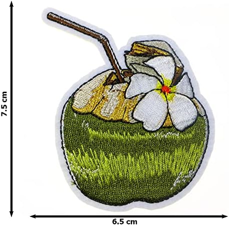 JPT - קיץ עם שתיית קוקוס פרח חוף פרח רקום אפליקציות ברזל/תפור על טלאים תג טלאי לוגו חמוד על חלצת מעיל
