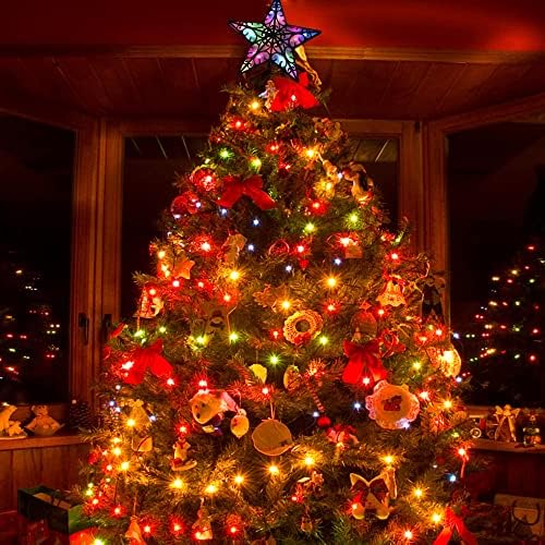 Kukuder 300 LED צבע משתנים אורות חג מולד עם טופר עץ כוכבים 9.5 'לעץ, 11 מצבי תאורה עם שלט רחוק לקישוטי