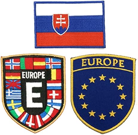 A-One אומות אירופאיות דפוס מגן טלאי+דגל איחוד האירופי סמל מגן מגן+טלאי אפליקציות דגל לאומי של סלובקיה,