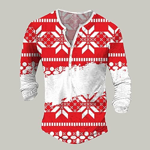 חולצות חג המולד של Wybaxz לגברים לגברים אופנה כותנה מזדמנת עץ שלג חג המולד מודפס שרוול קצר חולצה ג'וניור