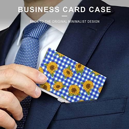 בהיר חמניות על כחול משובץ עסקים מזהה כרטיס מחזיק סילם מקרה מקצועי מתכת שם כרטיס ארגונית כיס