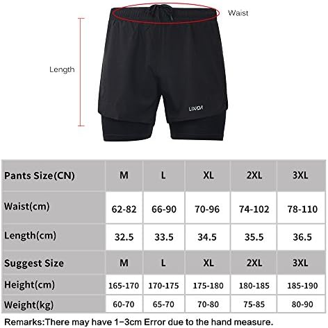 מכנסיים קצרים של ליקסאדה 2 ב -1 ב -1 בניהול לייבוש מהיר אימונים פעילים נושמים מכנסיים קצרים לרכיבה על