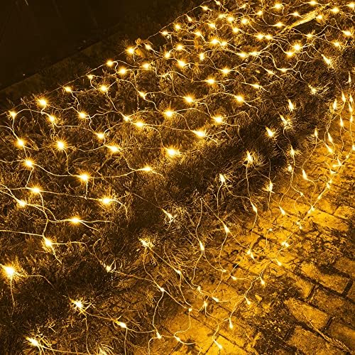 סנוור אורות רשת בהירים לחג המולד 200 לד, אורות רשת הניתנים לחיבור 9.8 רגל על 6.6 רגל עם 8 מצבי תאורה,