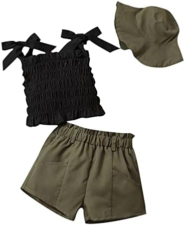 מכנסיים קצרים של תינוקות קצרים קבעו בגדי קיץ עליון ללא שרוולים מזדמנים ומכנסיים קצרים עם כובע תלבושות