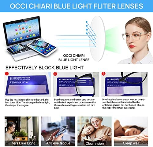 Occi Chiari משקפי קריאה דו -פוקליים לנשים אופנה קוראי אור כחול עין גדול 1.0 1.5 2.0 2.5 3.0 3.5