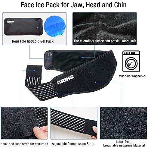 חבילת קרח ללסת, סנטר, ראש פנים - עטיפת טיפול קר חם עם חבילת ג'ל לשימוש חוזר להקלה על הכאב בפנים, שיני