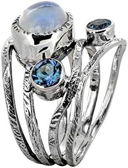 8 על 10 מ מ מונסטון & לונדון כחול טופז מוצק 925 כסף סטרלינג מעקף טבעת