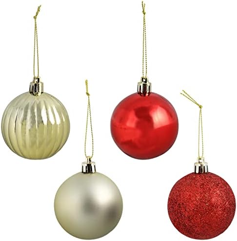 Sunnydaze 24 -ספירות 60 ממ 60 ממ אטום קישוטי כדור חג המולד עם ווים כלולים - קישוטים של עץ מדלי שמח שנקבע