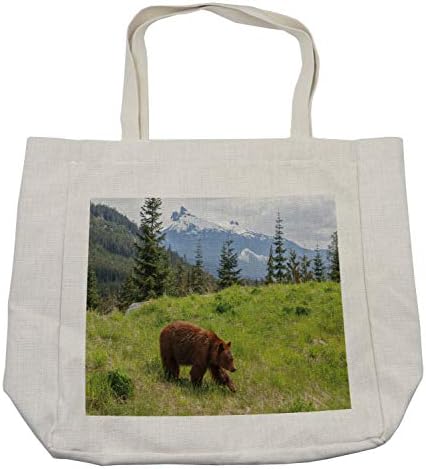 תיק קניות של אמבסון דוב, חיות בר למעלה בהרים נושא חיה פרווה קרניבור בגידול טבע יולסטון, תיק לשימוש חוזר