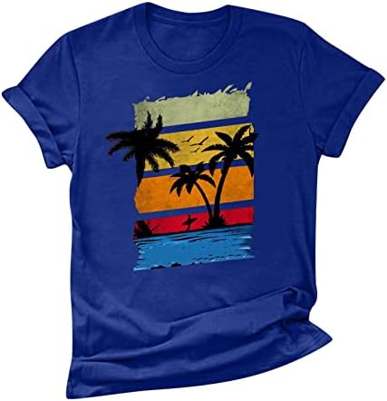 נשים של דקל עניבה לצבוע חולצה טרופי טי חולצות קיץ חוף קוקוס גרפי חולצה אביב חופשת טי חולצות