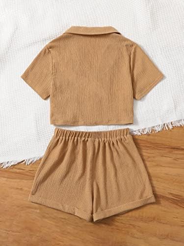 סולי האקס ילדה של 2 חתיכה מזדמן תלבושות כפתור למטה קצר שרוול חולצה חולצות ומכנסיים קצרים סט