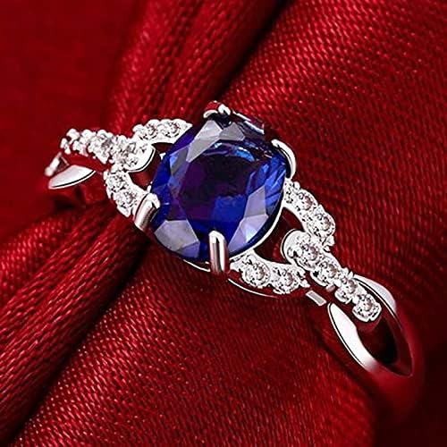 2023 חדש טבעת יהלומי ספיר טבעת מתנת יהלומי צורת טבעת יהלום טבעת גדולה טבעת בציר כחול חן עגול טבעת טבעת