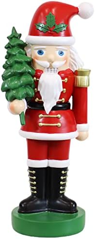 סנטה קלאוס חג המולד מפצח אגוזים פסל-16.75-אינץ מקורה חג צלמית-סנטה קלאוס עם עץ דקורטיבי שולחן עונתי