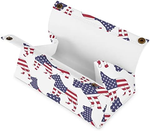 פטריוטי פיטבול אמריקאי דגל אמריקאי קופסת רקמות כיסוי מארגן נייר פנים מחזיק מחזיק מפיות מפיות שולחן עבודה