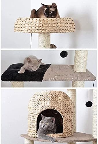 חתול עץ דירה גרוד חתול מגדל חתול גרוד עץ חיות מחמד לשחק מגדל בית דקורטיבי ריהוט עם חבל וערסל סריטות