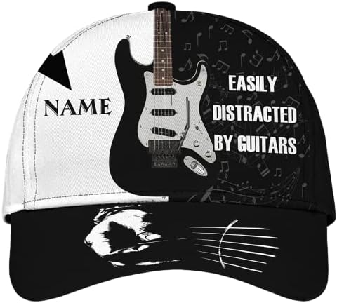 כובע גיטרה, כובע בייסבול בגיטרה בהתאמה אישית, כובע גיטרה בהתאמה אישית, מתנות לאוהבי גיטרה, שחקנים, יום