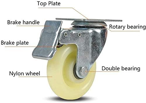 ערכת גלגלים של Haoktsb 4x גלגלים תעשייתיים כבדים גלגלים גלגלים גלגלים עם בלם, מיסב כדור, גלגלים חלקים