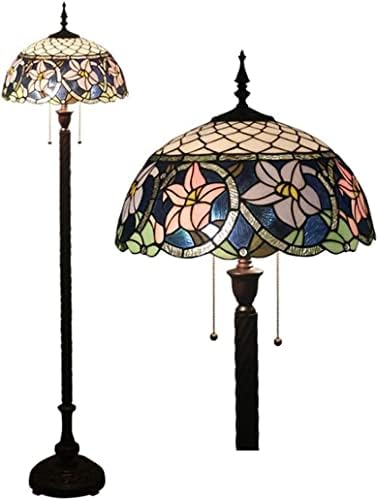 מנורת רצפה בסגנון טיפאני טיפאני מנורת רצפה בסגנון אירופאי וינטג '16 אינץ' ויטראז 'מנורת רצפת זכוכית