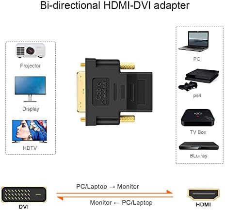 Cablecreation פעילים DP למתאם HDMI HDR 4K@60Hz צרור עם DVI למתאם HDMI