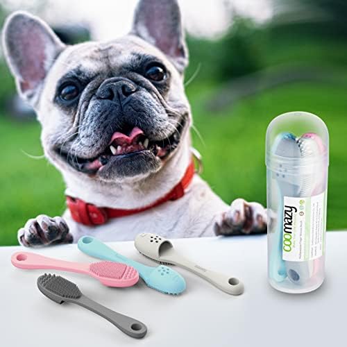 מברשת שיניים לכלב קומזי, ערכת צחצוח שיניים לכלבים עם סיליקון באיכות מזון, לכלוך שיניים נקי בקלות, מתאים