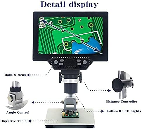 7 LCD מיקרוסקופ דיגיטלי ， הגדלה 1-1200X, 1080p מצלמת וידאו מיקרוסקופ דיגיטלי USB עם מעמד מתכת, 12MP