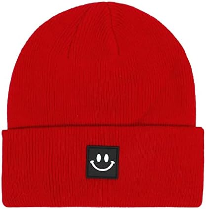 כובעי כפה של CazyToyz כובעי כפה רכים חורפים חורפים חמים סרוגים עם פרצוף חיוך לבנים פעוטות תינוקות בנות