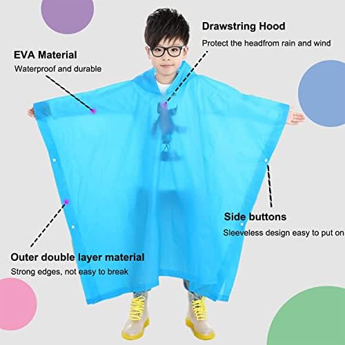 יוניסקס לשימוש חוזר גשם פונצ'ו ילדים מעיל גשם ללבוש חליפת חליפה לגיל 6-13 שנים ילד ילדה ילדים ילדים